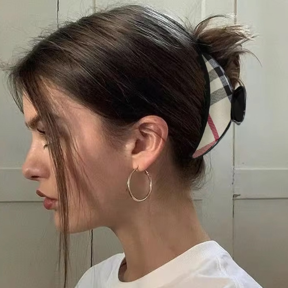Plaid Hair Clip For Women.